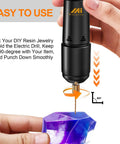 Pro Grade Electric Resin Drill Set With Pin Vise Mini Hand Drill Kit And 10 Pieces Twist Drill Bits 0.8 To 1.2 Millimeters