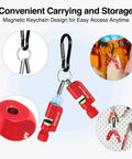Real Deal Aluminum Stair Gauges Set With Thick Rubber Pads For Framing Squares And Speed Square, Zero Hassle Woodworking Jig Tool Featuring Grip Tight Copper Clamps In Bold Red Finish on a keychain.