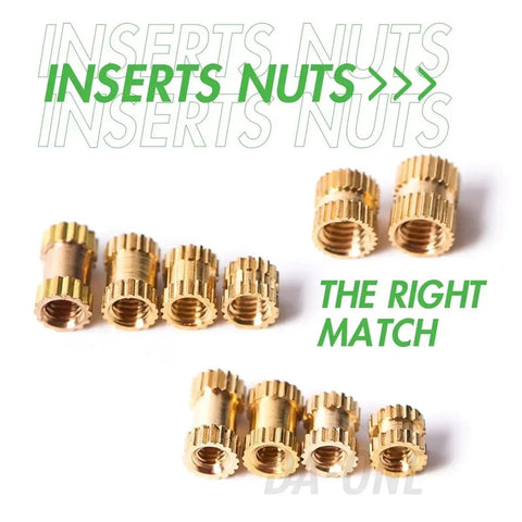 Beefy Brass Threaded Inserts Heat Set Nuts Kit For Woodworking 500 Pieces M2 M2.5 M3 Knurled Embedment Copper Assortment