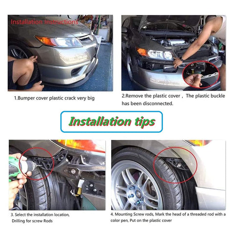 Installation steps for Pack Of 2 Quick Release Latch Lock Clips Push Button Bonnet Kit, showing removal of plastic cover.