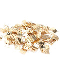 A pile of 100 Piece Exquisite Mini Retro Metal Hinges Set for DIYers Jewelry Box and Wooden Cabinet Projects with 400 Screws.