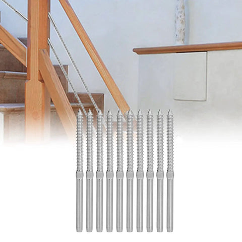 Left And Right Swage Lag Screws Cable Railing Kit Pro Grade T316 Stainless Steel 1 Eighth Inch Hardware for DIY balusters