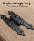 12 Pack Antique Black H Shape Cabinet Hinges 3.5 Inch For Vintage Furniture Restoration And DIY Wood Projects Decorative Hardware