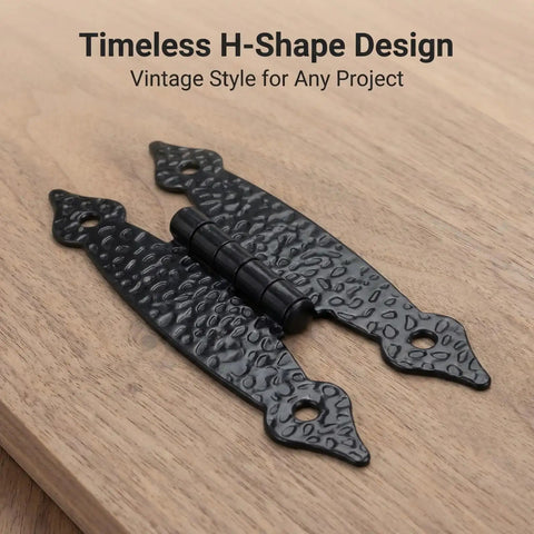 12 Pack Antique Black H Shape Cabinet Hinges 3.5 Inch For Vintage Furniture Restoration And DIY Wood Projects Decorative Hardware