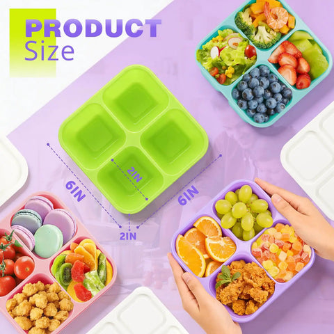 4 Pack Snack Containers And Bento Box For Meal Prep Reusable BPA Free Wheat Straw Food Storage With 4 Compartments Stackable