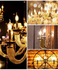 12 Pack Dimmable LED Candelabra Bulbs Flame Tip CA11 Shape, 60 Watt Equivalent, 2700K Soft White, E12 Base, CRI 90, showcased in chandeliers