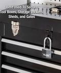 Black Covered Aluminum Lock with Key for Gym Lockers and Outdoor Use on toolbox