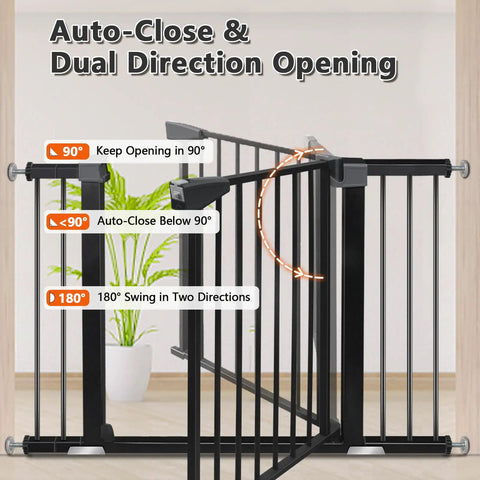 Wide Fit Baby Gate For Stairs And Doorways Auto Close Fits 29.93 To 46 Inch Openings 30 Inch Tall with dual direction opening