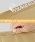 Natural Kraft Bubble Mailers 6x10 Inch Self Sealing Padded Envelopes 6x9 Inner Size 100 Pack showing adhesive seal