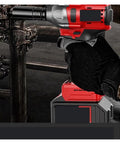 Cordless Brushless Impact Wrench High Torque Electric Power Tool For Scaffold Woodworking And Car Repair, Lightweight And Versatile For Truck And RV Maintenance With Extended Battery Life And Effortless Performance in use on metal scaffolding.
