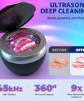All In One Ultrasonic Retainer Cleaner For Mouthguards Aligners Braces Night Guards And Dental Appliances 200 ML 45KHz With Four Cleaning Modes Easy Clean For Rings Jewelry Cleaner Includes Cleaning Pod And Basket, black 200 ml