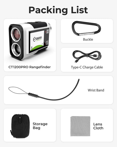 Game Changing Golf Range Finder With 2.4 Inch Color Touchscreen And Slope Detection Reads Up To 1312 Yards Fast Target Lock Easy Mode Switching Built For Sharper Shots And Lower Scores On The Course. Pack with case, cable, wrist band, carabiner, cloth