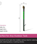Garden Hose Bib Extender With Elevated Stand, 24-inch rust resistant powder coated steel, anti kink spigot, leak proof brass fittings