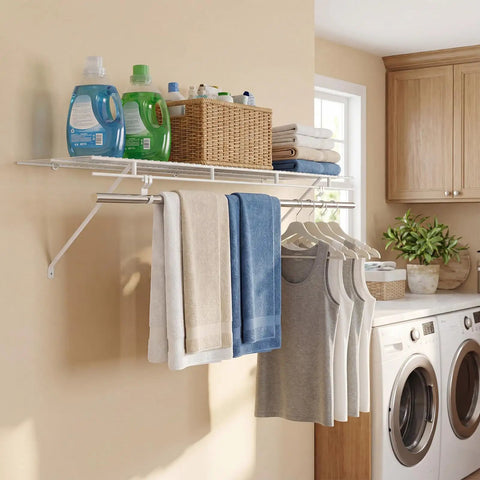 Built Tough Wall Mounted Closet Shelves Featuring Ventilated Heavy Duty Metal Wire Organizers With Sturdy Adjustable Hanging Rods For No Sweat Home Storage And Smooth Room Makeovers