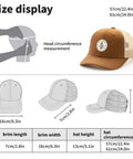 Vintage Brown Trucker Hat For Women With Distressed Look And Anti Sweat Band size chart and measurements