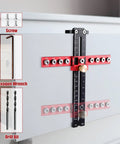Adjustable Cabinet Hardware Jig And Handle Template Tool Crafted From Heavy Duty Aluminum For Smooth Woodworking Projects No Sweat Drilling showing nine hole layout.