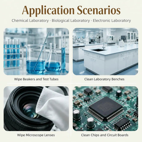 Top Shelf Lint Free Cleanroom Wipes And Heavy Duty Microfiber Cleaning Cloths For Sensitive Electronics Precision Tools And Camera Optics Super Absorbent Streak Free Polish used to clean beakers and lenses in labs.