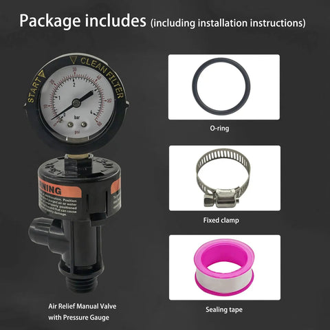 High Flow Manual Air Relief Valve With Pressure Gauge For FNS Clean And Clear Quad DE 2000 4000 Series Pool And Spa Filters