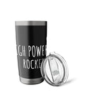 Rocketry Nerds Stainless Steel Insulated Tumbler For Engineers And STEM Buffs with clear lid, side view