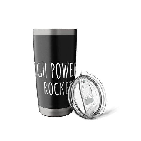 Rocketry Nerds Stainless Steel Insulated Tumbler For Engineers And STEM Buffs with clear lid, side view