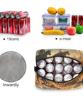 Desert Cowboy Style Insulated Lunch Bag 10L Cooler Tote with cans and meal, showing leakproof interior and design.