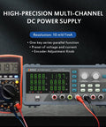 32V 6A Adjustable Multi Channel DC Power Supply MPS-3264 with multimeter, displaying voltage measurement, lab settings