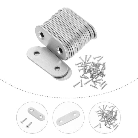 Stainless Steel Flat Straight Bracket Set For Furniture And Cabinets Heavy Duty Corner Brace Plates 22 Pack Mending Plates For Shelves