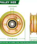 Pulley from 42 Inch Deck Rebuild Kit Fits Mower Models LT1000 LT2000 DLT3000 DYT4000 DIY Friendly Decks Includes Spindles 130794 Blades 127843 Idlers 153535 173438 173437 And Belt 21547082 For No Fuss Install shown with measurements