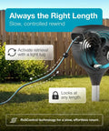 Automatic Retractable Garden Hose Reel With 66 Feet Reach 360 Degree Swivel Metal Spike Base Easy Install No Tool Needed UV Resistant Housing Smooth Auto Rewind And Lock Durable Yard Hose Organizer mounted in lawn, hose extended
