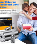 Universal Socket Wrench Kit With Power Drill Adapter, 54 Pin Spring Socket Set Fits Standard Nuts From Quarter Inch To Three Quarter Inch And Seven To Nineteen Millimeters, Great Fathers Day Gift For Dad Husband DIYer Stocking Stuffers