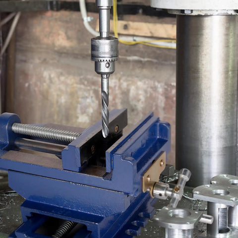 Heavy Duty Cast Iron Drill Press Vise Featuring Six Inch Max Jaw Opening And Slick Two Way Xy Sliding Base during woodworking project.