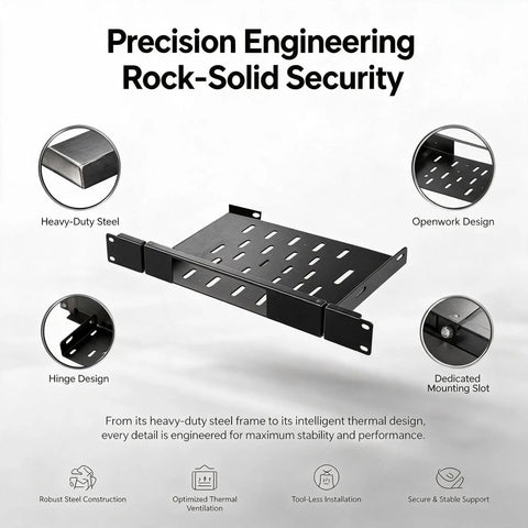 No Sweat One U Rack Mount Bracket For Micro Desktop Computers Featuring Smooth Rail Sliding And Tough Metal Armor with heavy-duty steel design.