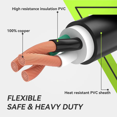 Cross-section of Three Prong Dryer Extension Cord 25 Feet 30 Amp NEMA 10-30P to 10-30R Waterproof PVC Jacket showing copper and insulation