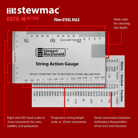 Guitar Setup Essentials With Precision Fret Tool Trio Metric Action Gauge Fret Rocker And Fret Kisser For Exact String Height Nut Saddle And Pickup Alignment And Fret Diagnostics Pro Grade, metric string action gauge with steel rule