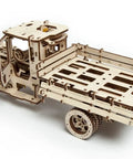 3D Self Propelled Wooden Model Truck UGM 11 Kit For Gearhead Builders And Collectors With Gear Driven Mechanism Realistic Wood Finish About 10 To 12 Hours Assembly Durable Brown Wood Craft Project That Feels Like Vintage Tech, side view