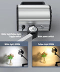 Led Lathe And Drill Press Work Light With Flexible Arm Waterproof 18W showing light toggle switch, cool 6500K and warm 3200K lighting settings.