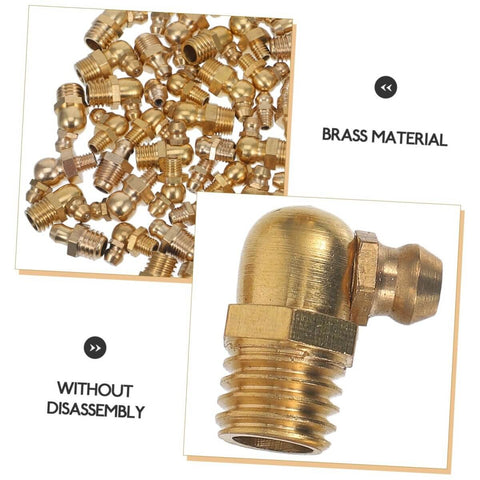 Go To Tough Grease Fitting All In One Kit With Straight 45 Degree And 90 Degree Nozzles For Automotive Use, brass fittings shown
