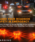 USB C Rechargeable LED Road Flares Kit With Magnetic Base, Emergency Roadside Warning Lights in use on a road at night