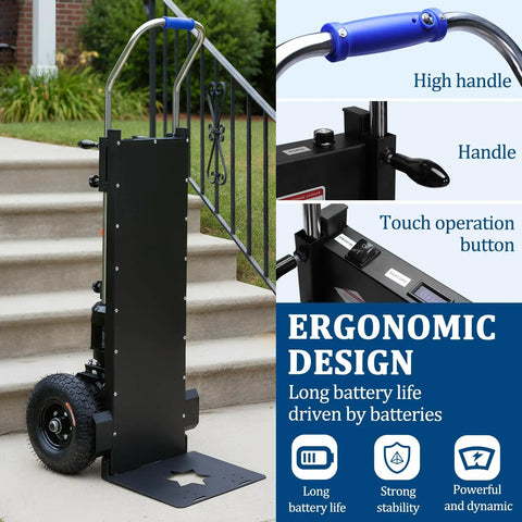 Heavy Duty Electric Stair Climbing Dolly 1500W Motorized Stair Climber Cart near outdoor steps