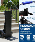 Heavy Duty Electric Stair Climbing Dolly With 880 Lb Capacity And Super Strong 1500W Motor for moving furniture, showing ergonomic design and features.