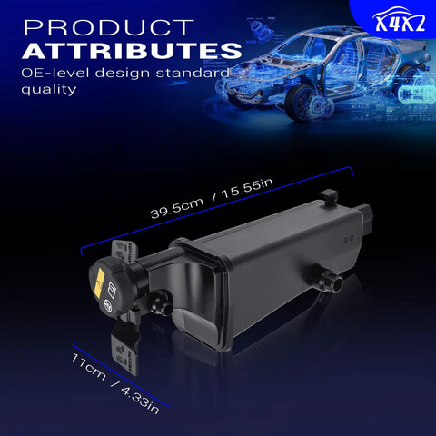 Replacement Engine Coolant Reservoir And Radiator Expansion Tank With Surge Cap For Bmw E46 325i, 39.5cm size, OE-level design quality.