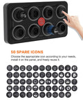 Beefy 8 Gang Switch Panel 12V 24V IP68 Waterproof with replaceable icons used on a truck, boat, RV off road system