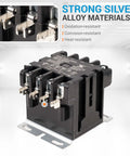 Ultra Durable Heavy Duty 4 Pole Contactor 40 Amp 120 VAC Coil for HVAC Systems, showing strong silver alloy contact points.