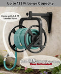 Rotating 360 Degree Garden Hose Reel Wall Mounted Outdoor Heavy Duty Metal Water Hose Holder And Organizer black on wall