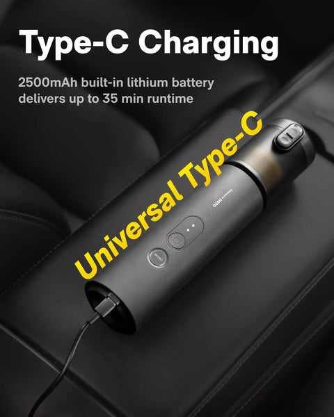 Cordless Handheld Car Vacuum Cleaner All In One 4 In 1 Portable Mini Vacuum with Type-C charging on car seat