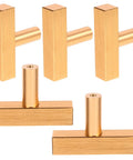 Gold Solid Square Cabinet Door Pulls 5 Pack Modern Wardrobe Handles For Kitchen Drawers Replacement Hardware Zinc Alloy Durable Furniture Pulls With No Sweat Install
