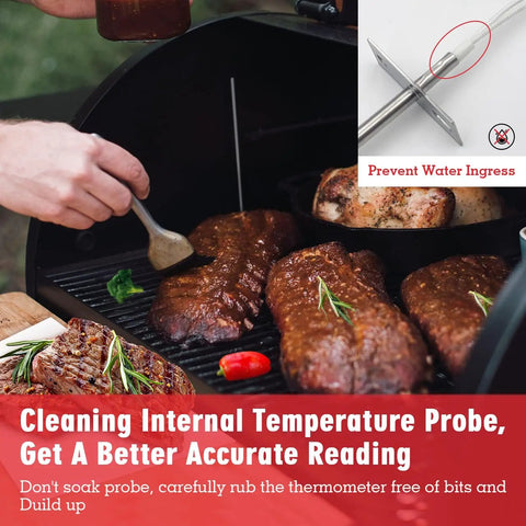 RTD Temperature Probe Replacement For Pellet Grills in use with BBQ ribs