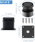 Premium Sleek Adjustable Furniture Legs Rock Solid Black Steel Cabinet Feet with dimensions and attached screws, set of eight.