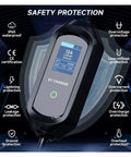 Portable 3.5KW Type 2 Evse Charging Cable With Type 1 Sae J1772 Connector 13A Fast Electric Vehicle Charger safety features display.