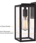 Outdoor Wall Sconce Light Fixture Set Modern Black Aluminum Wall Mount Lamps With Clear Glass Shade 2 Pack Weatherproof Rust Resistant Easy Install Patio Garden Porch Courtyard Lighting